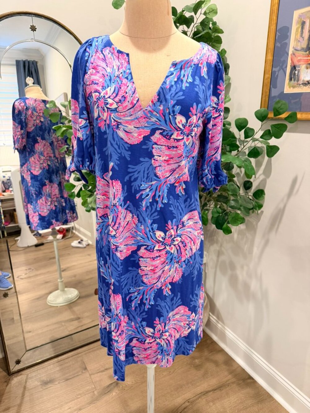 NWOT Pink and Blue Floral dress by Lilly Pulitzer S